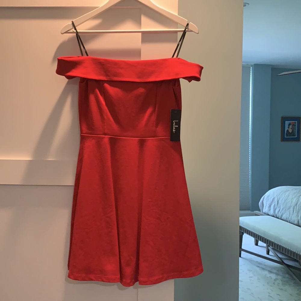 NWT Red off shoulder Lulu’s skater dress